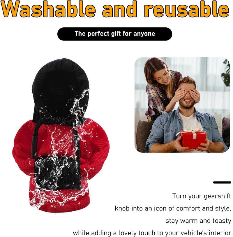Suvnie Car Gear Shift Cover, Fashionable Hoodie Car Shift Knobs, Novelty Mini Auto Gearshift Decor Sweater Shirt, Universal Car Accessories for Winter Warm Knob Cover (Red & Black) - Image 3